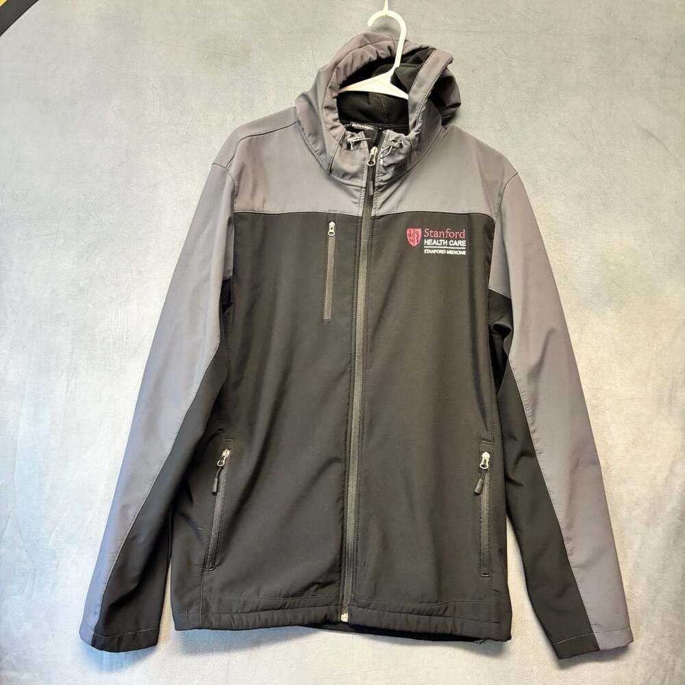 Port Authority Stanford Health Care Soft Shell Hooded Jacket Black Gray